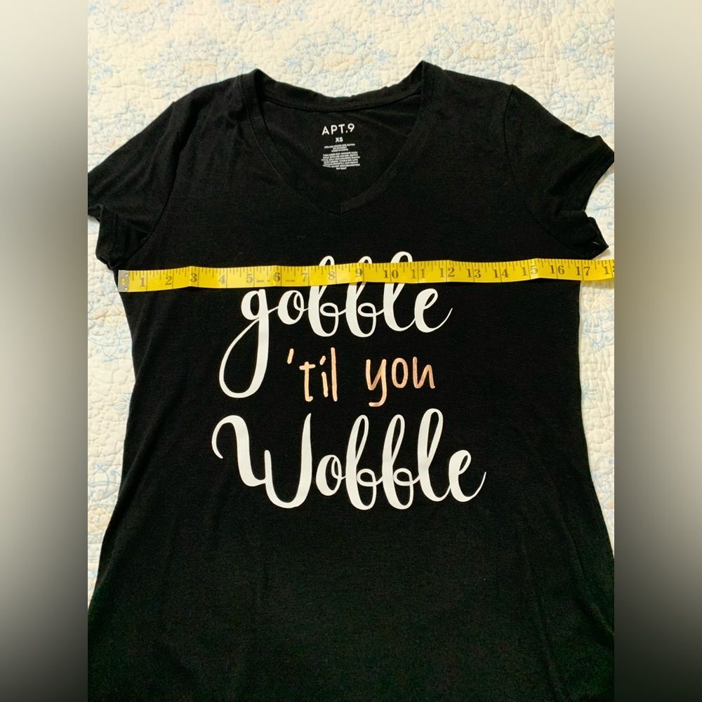 Gobble Till You Wobble Soft Black Tee Size:XS *Perfect for Thanksgiving* - Picture 2 of 4